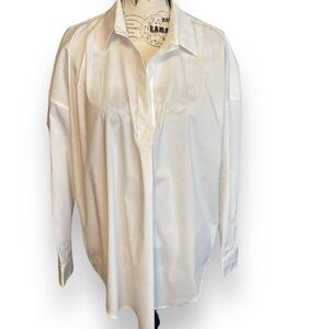 Magaschoni Women’s Poet Blouse Pleated White Size M New